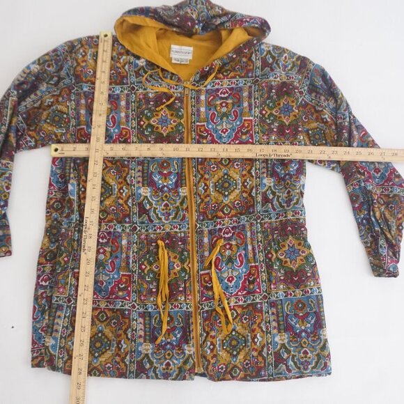 Vintage Fashion Passport Parisian Paisley Print Zip Up Lightweight Jacket Hood S - Picture 4 of 11